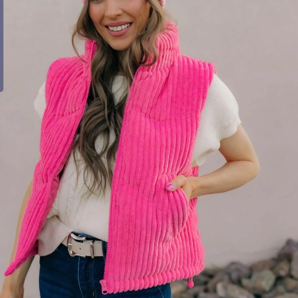 NWT Corduroy Pink Puffer Vest - Krush Kandy